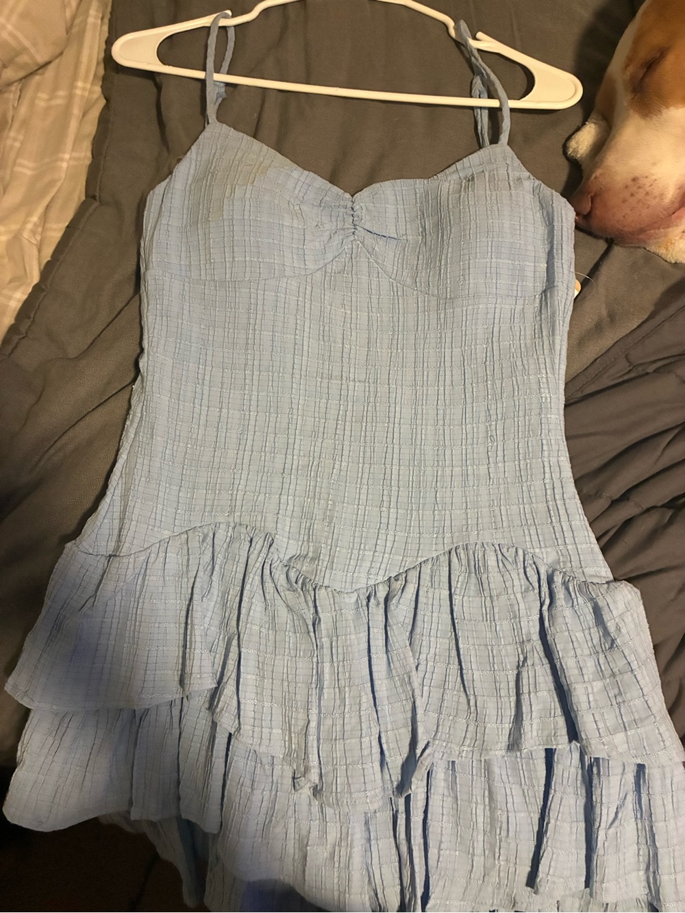 Emerald Sundae Light Blue Mini Dress with Ruffle Skirt